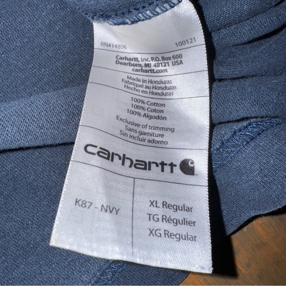 Carhartt Shirt Mens XL Faded Navy Blue Original Fit Crewneck Short Sleeve Pocket - Picture 4 of 7